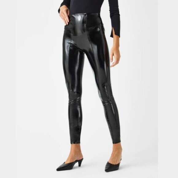 Spanx SpanxShape Faux Leather Patent Leggings - Picture 1 of 12